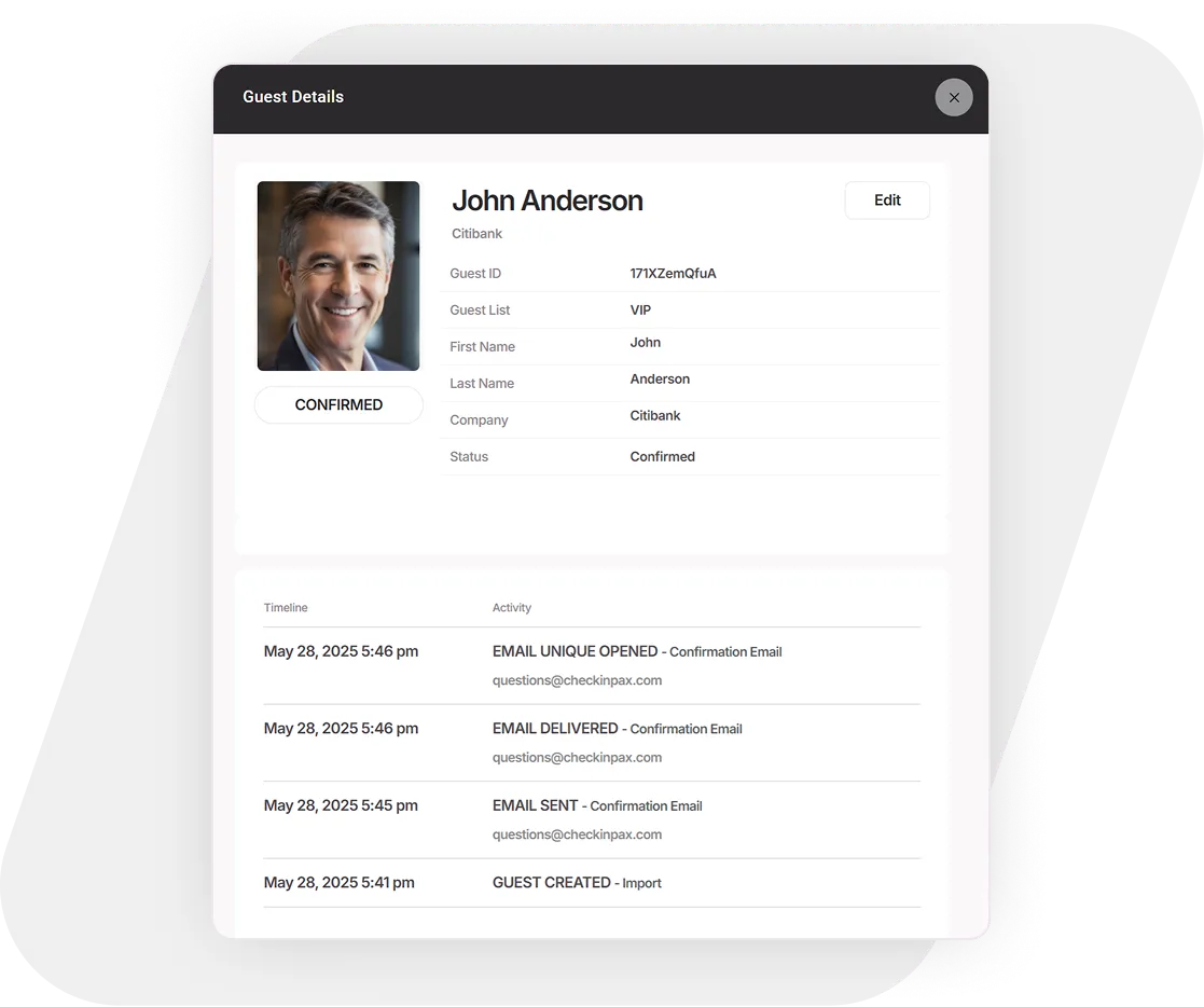 Event guest profile and behavior tracking