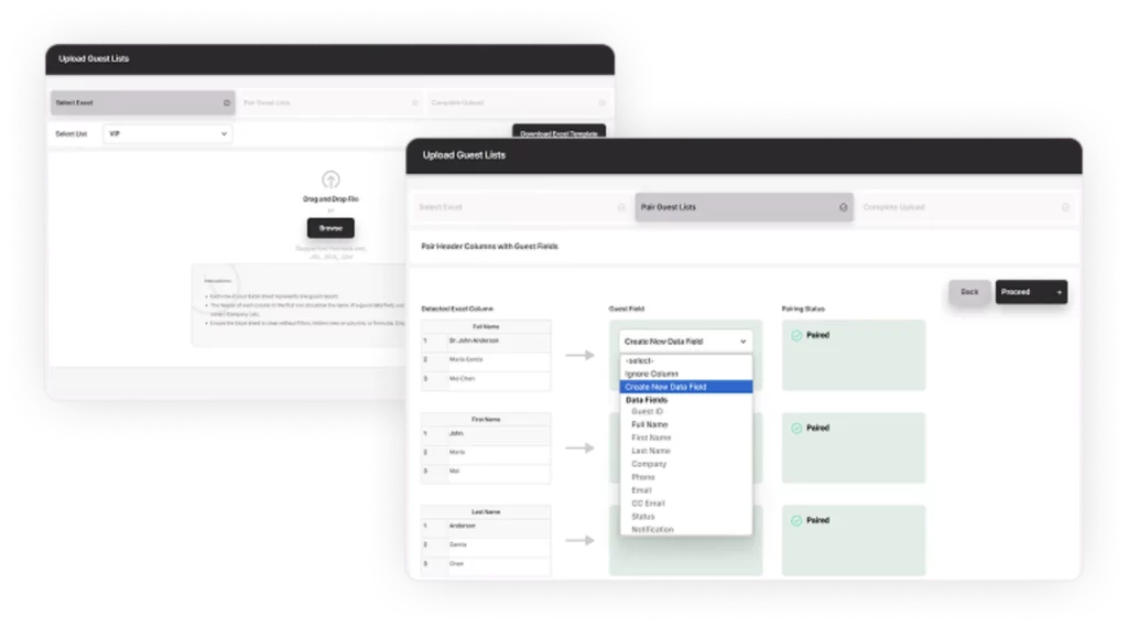 How to upload event guest list